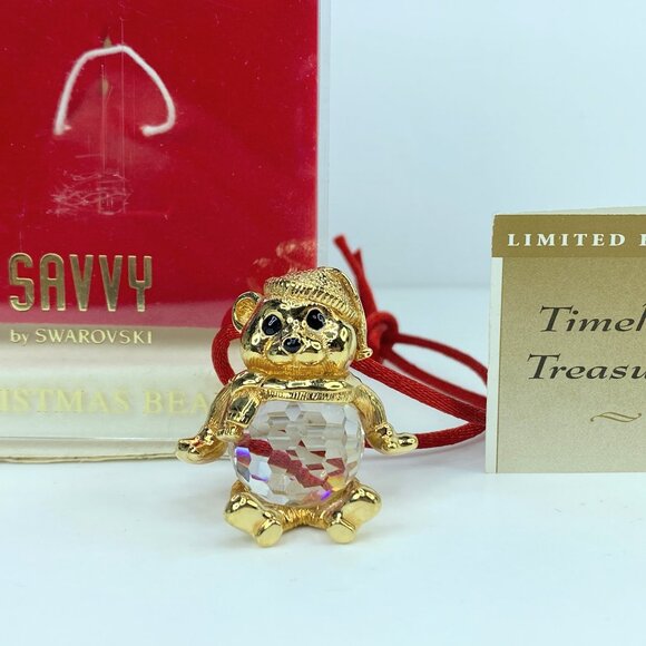 Swarovski Christmas Bear Pendant Chain Limited Edition Savvy in box S163 - Picture 1 of 7